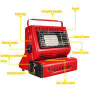 Bruciatore per stufa a gas multifunzionale portatile da viaggio per campeggio all'aperto, alimentato da doppio serbatoio del gas (non incluso), Dual Gas Tank