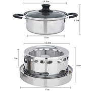 Set di pentole singole per fornello ad alcool con stoppino portatile in acciaio inossidabile per esterni, dimensioni: 14 cm, Size: 14cm