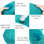 Cuscino per collo a forma di U da viaggio a gonfiaggio automatico di tipo pressa portatile