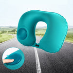 Cuscino per collo a forma di U da viaggio a gonfiaggio automatico di tipo pressa portatile