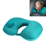 Cuscino per collo a forma di U da viaggio a gonfiaggio automatico di tipo pressa portatile
