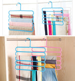 Appendiabiti in plastica multifunzione a 5 strati, pantaloni, sciarpa, cravatta di seta, 5 Layers Pants Hangers