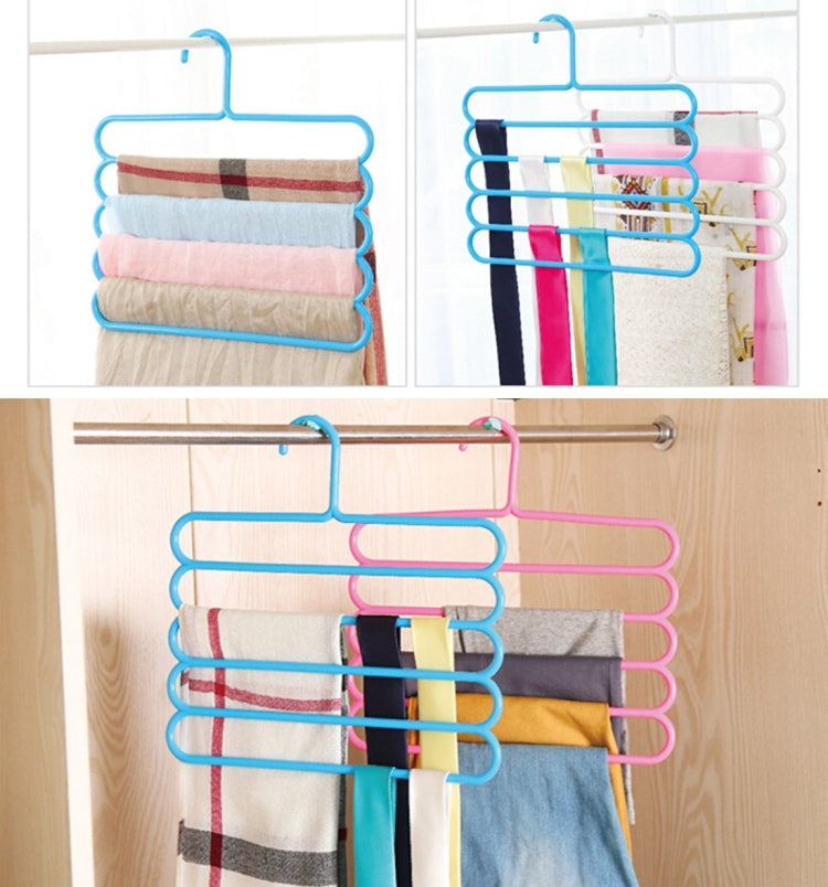 Appendiabiti in plastica multifunzione a 5 strati, pantaloni, sciarpa, cravatta di seta, 5 Layers Pants Hangers