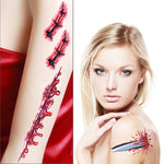 S-045 50 pezzi Adesivo per tatuaggio temporaneo con cicatrice realistica per ferita da terrore di Halloween, S-045/10pcs