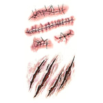 S-165 50 pezzi Adesivo per tatuaggio temporaneo per ferita da terrore di Halloween, graffi realistici, cicatrice, S-165/10pcs
