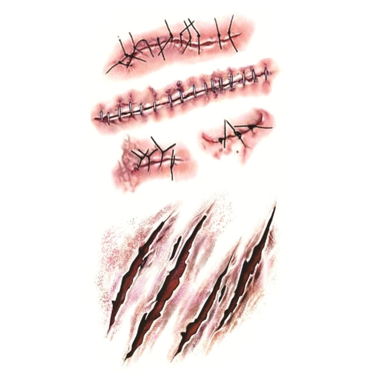 S-165 Adesivo per tatuaggio temporaneo con cicatrice da ferita, graffi realistici, ferita da terrore di Halloween, S-165/20pcs