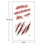 S-165 Adesivo per tatuaggio temporaneo con cicatrice da ferita, graffi realistici, ferita da terrore di Halloween, S-165/20pcs