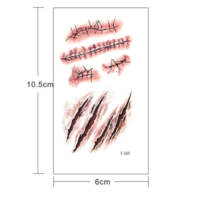 S-165 Adesivo per tatuaggio temporaneo con cicatrice da ferita, graffi realistici, ferita da terrore di Halloween, S-165/20pcs