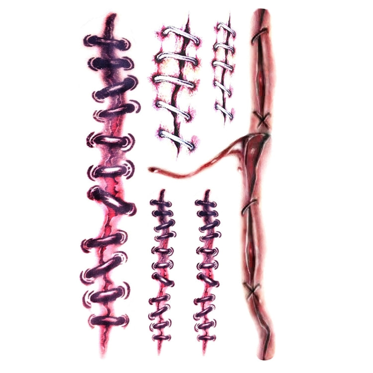 S-169 50 pezzi Adesivo per tatuaggio temporaneo con cicatrice realistica per ferita, terrore di Halloween, S-169/10pcs