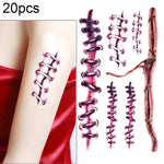 S-169 Adesivo per tatuaggio temporaneo con cicatrice per ferite realistiche di Halloween Terror, S-169/20pcs