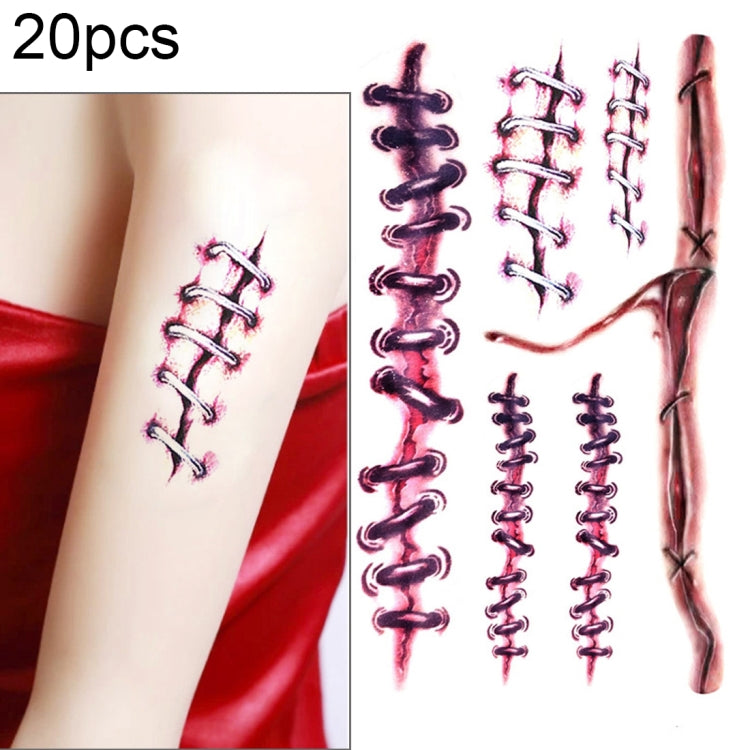 S-169 Adesivo per tatuaggio temporaneo con cicatrice per ferite realistiche di Halloween Terror, S-169/20pcs