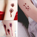 S-251 100 pezzi Adesivo per tatuaggio temporaneo con sangue realistico per ferita da proiettile di Halloween Terror, S-251/20pcs