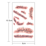 S-263 50 pezzi Adesivo per tatuaggio temporaneo con cicatrice realistica per ferita, terrore di Halloween, S-263/10pcs