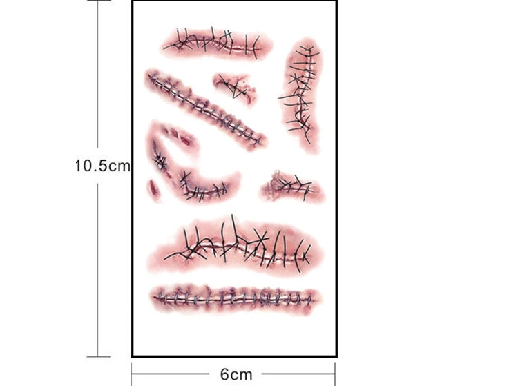 20 pezzi S-263 Halloween Terror Realistico ferita ferita cicatrice adesivo tatuaggio temporaneo, S-263/20pcs