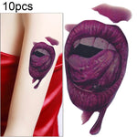 S-291 50 pezzi Adesivo per tatuaggio temporaneo Halloween Terror Realistico ferita bocca sangue, S-291/10pcs