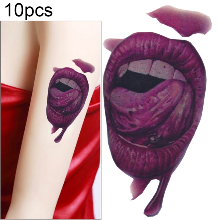 S-291 50 pezzi Adesivo per tatuaggio temporaneo Halloween Terror Realistico ferita bocca sangue, S-291/10pcs