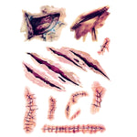 V-061 50 pezzi adesivo per tatuaggio temporaneo con cicatrice da ferita, graffi realistici, ferita da terrore di Halloween, V-061/2pcs