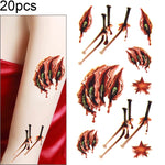 S-024 100 adesivi per tatuaggi temporanei con cicatrice per ferite e ferite realistiche di Halloween Terror, S-024/20pcs