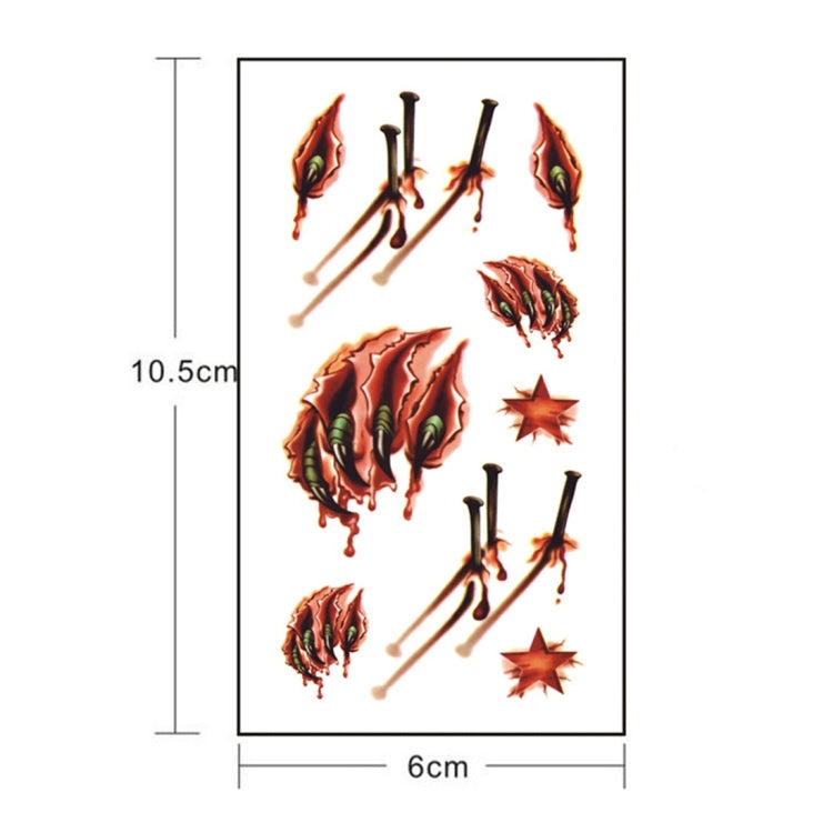 S-024 100 adesivi per tatuaggi temporanei con cicatrice per ferite e ferite realistiche di Halloween Terror, S-024/20pcs