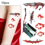 S-299 50 pezzi Adesivo per tatuaggio temporaneo con cicatrice realistica per ferita da terrore di Halloween, S-299/10pcs