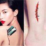 S-299 50 pezzi Adesivo per tatuaggio temporaneo con cicatrice realistica per ferita da terrore di Halloween, S-299/10pcs