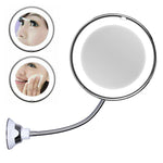 Specchio per trucco illuminato a LED con ventosa Specchio pieghevole flessibile montato a parete, LED Light Mirror