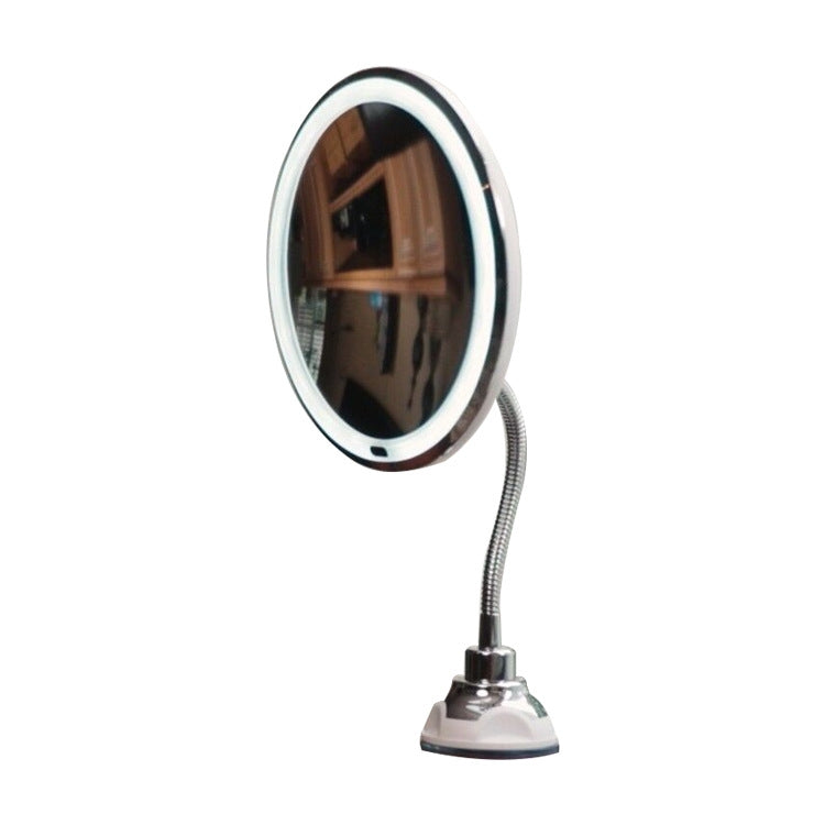 Specchio per trucco illuminato a LED con ventosa Specchio pieghevole flessibile montato a parete, LED Light Mirror