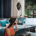 Specchio per trucco illuminato a LED con ventosa Specchio pieghevole flessibile montato a parete, LED Light Mirror