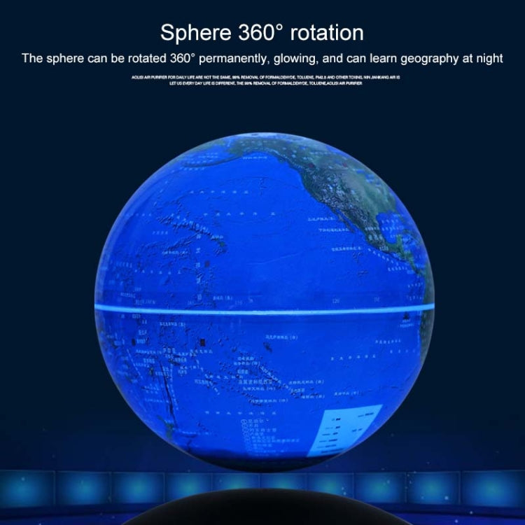 Globo a levitazione magnetica inglese illuminante con rotazione da 6 pollici, ornamenti artigianali per ufficio, spina europea, Black EU Plug, Baby Blue EU Plug