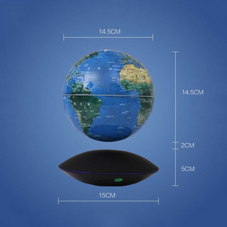 Globo a levitazione magnetica inglese illuminante con rotazione da 6 pollici, ornamenti artigianali per ufficio, spina europea, Black EU Plug, Baby Blue EU Plug