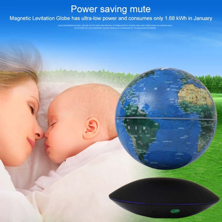Globo a levitazione magnetica inglese illuminante con rotazione da 6 pollici, ornamenti artigianali per ufficio, spina europea, Black EU Plug, Baby Blue EU Plug
