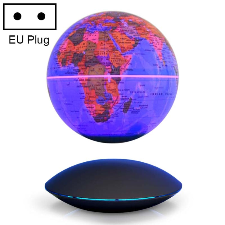Globo a levitazione magnetica inglese illuminante con rotazione da 6 pollici, ornamenti artigianali per ufficio, spina europea, Black EU Plug, Baby Blue EU Plug
