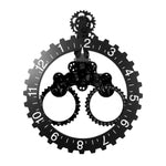 Orologio da parete con ingranaggi meccanici triangolari in stile europeo semplice per la casa, Black, Silver