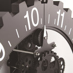 Orologio da parete con ingranaggi meccanici triangolari in stile europeo semplice per la casa, Black, Silver