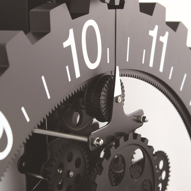 Orologio da parete con ingranaggi meccanici triangolari in stile europeo semplice per la casa, Black, Silver