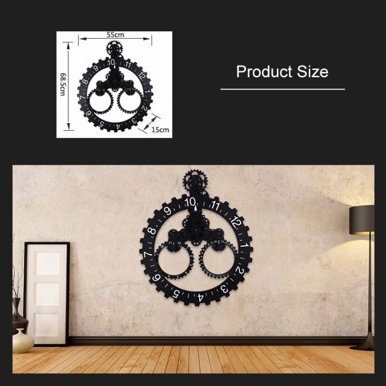 Orologio da parete con ingranaggi meccanici triangolari in stile europeo semplice per la casa, Black, Silver