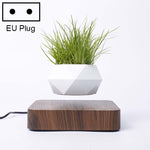Vaso da fiori in plastica con diamante + Base con venature del legno scuro Decorazione per la casa con pianta in vaso a levitazione magnetica, spina europea, Dark Wood Grain EU Plug, Light Wood Grain EU Plug