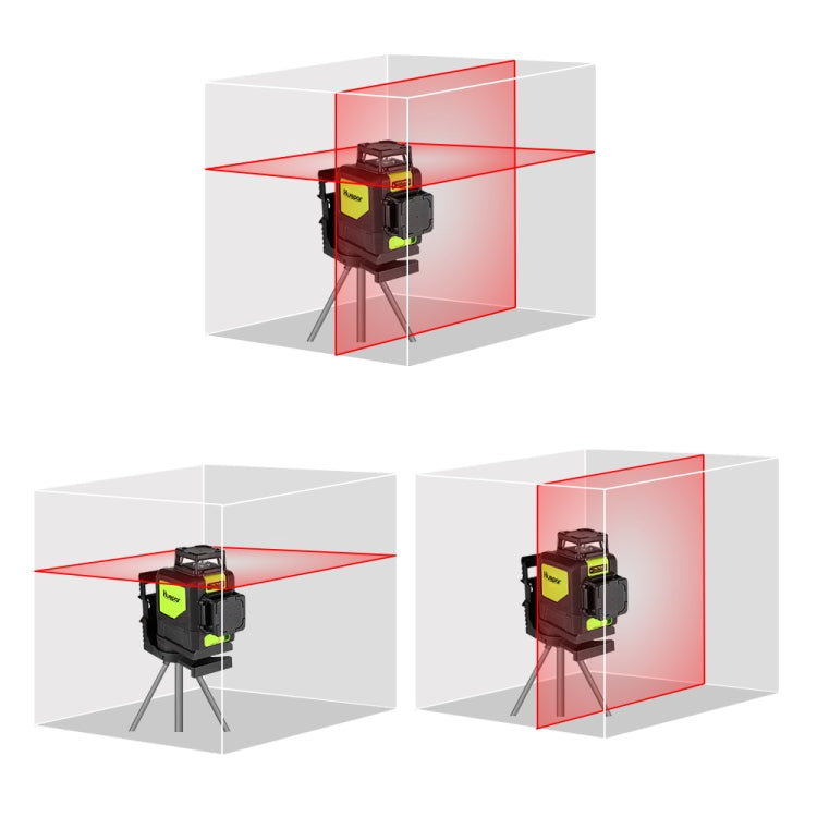 902CR 2×360 Degree Laser Level Wall and Floor Coverage 8 Lines Red Beam IP54 Water/Dust Resistant