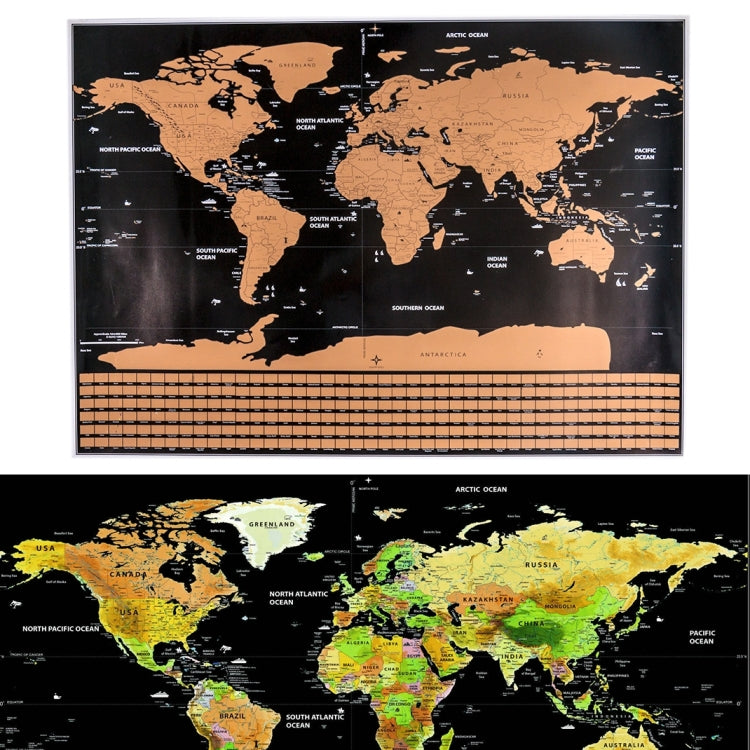 Forniture per ufficio scolastico e didattico Mappa del mondo da grattare con bandiere nazionali, dimensioni: 82,6 x 59,5 cm, With Flags