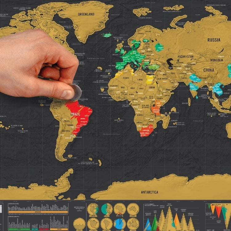 Forniture per ufficio scolastico e didattico Mappa del mondo da grattare, dimensioni: 82,5 x 59,3 cm, Without Flags