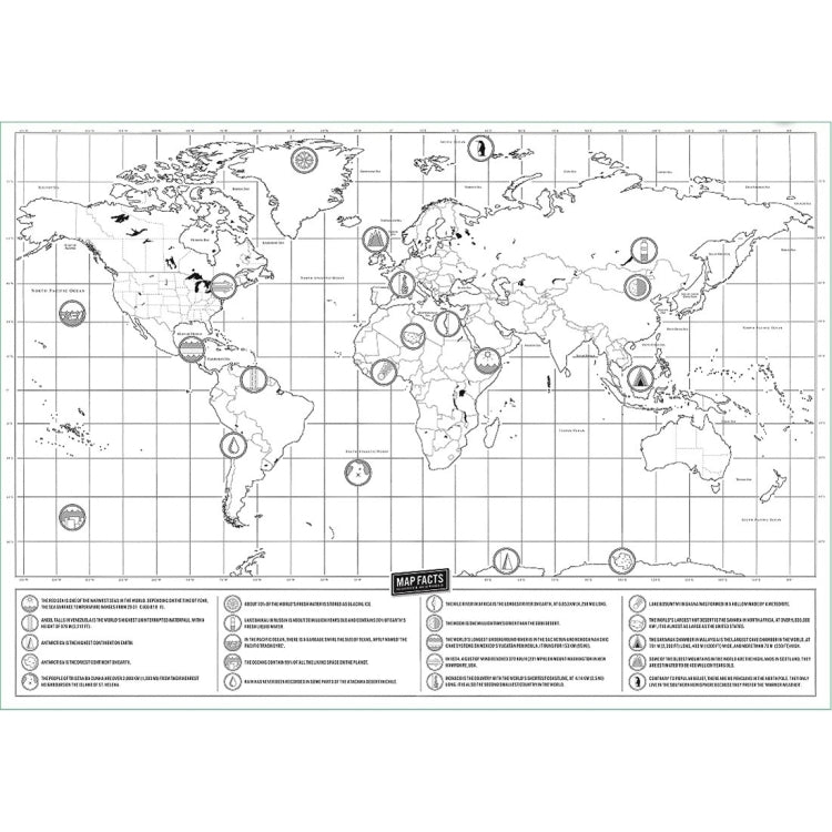 Forniture per ufficio scolastico e didattico Mappa del mondo da grattare, dimensioni: 82,5 x 59,3 cm, Without Flags