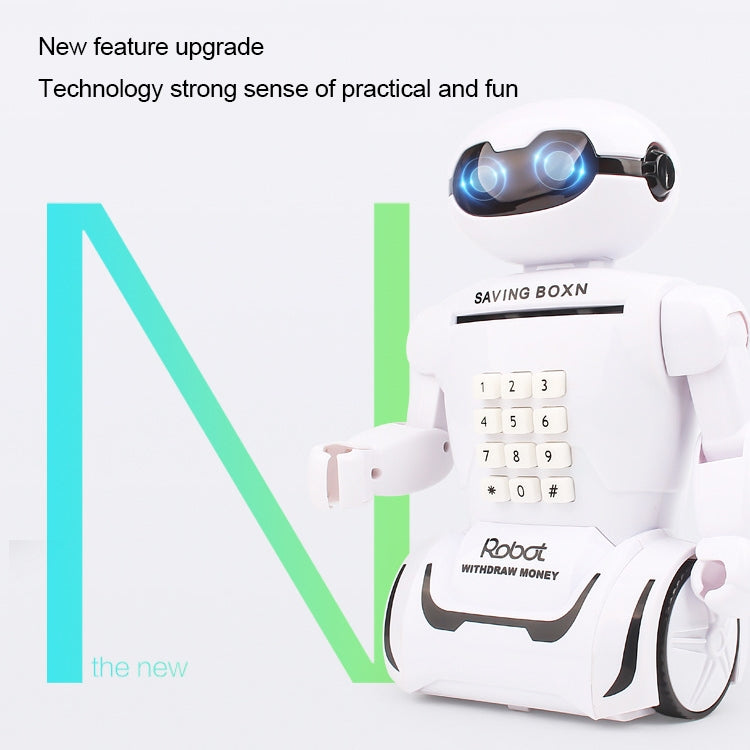 Salvadanaio robot con codice e luce blu per bambini