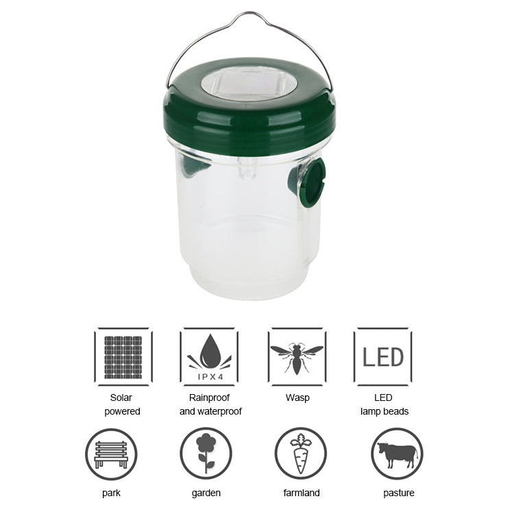 Strumento di controllo degli insetti catturatore di trappole per api volanti a LED ad energia solare, Black