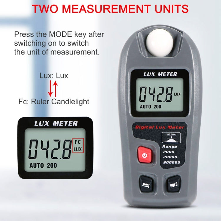 MT-30 Portable LCD Digital Lux Meter for Various Occasions in Factory/School/Home, Range: 0.1-200,000 Lux, MT-30