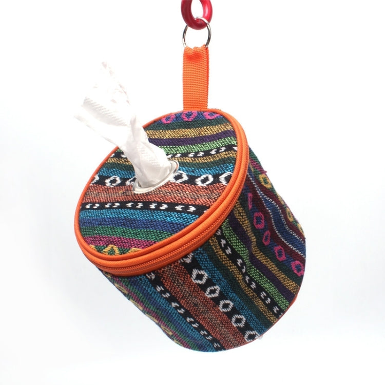 Borsa portaoggetti pieghevole in tessuto stile etnico da campeggio all'aperto, dimensioni: 14,5 * 13 cm