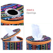 Borsa portaoggetti pieghevole in tessuto stile etnico da campeggio all'aperto, dimensioni: 14,5 * 13 cm