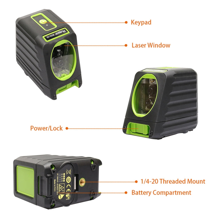 BOX-1G 1V1H Livello laser a raggio verde a 2 linee da 40 mW e 10 mW per copertura di pareti e pavimenti