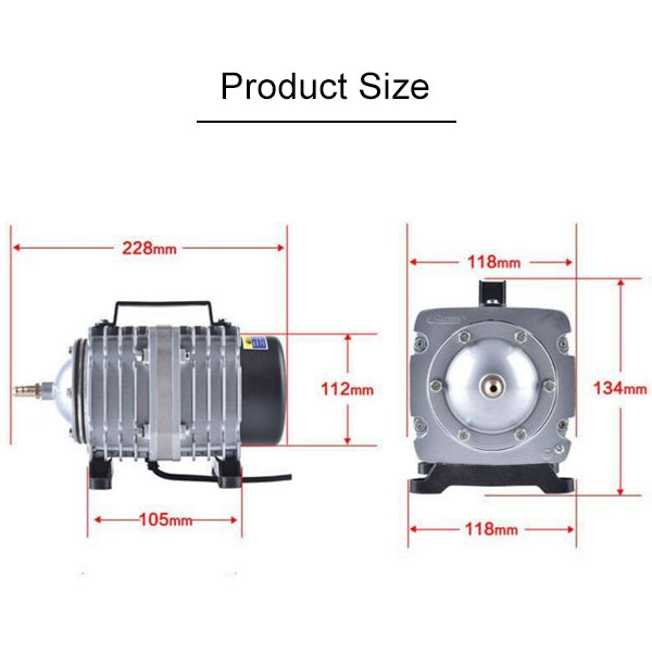 ACO-006 80W 88L/Min Compressore Pompa d'Aria Elettromagnetica Acquario per Pesci di Pesce Aumenta il Divisore del Flusso d'Aria di Ossigeno, Spina USA, ACO-006