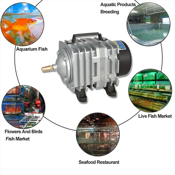 ACO-006 80W 88L/Min Compressore Pompa d'Aria Elettromagnetica Acquario per Pesci di Pesce Aumenta il Divisore del Flusso d'Aria di Ossigeno, Spina USA, ACO-006