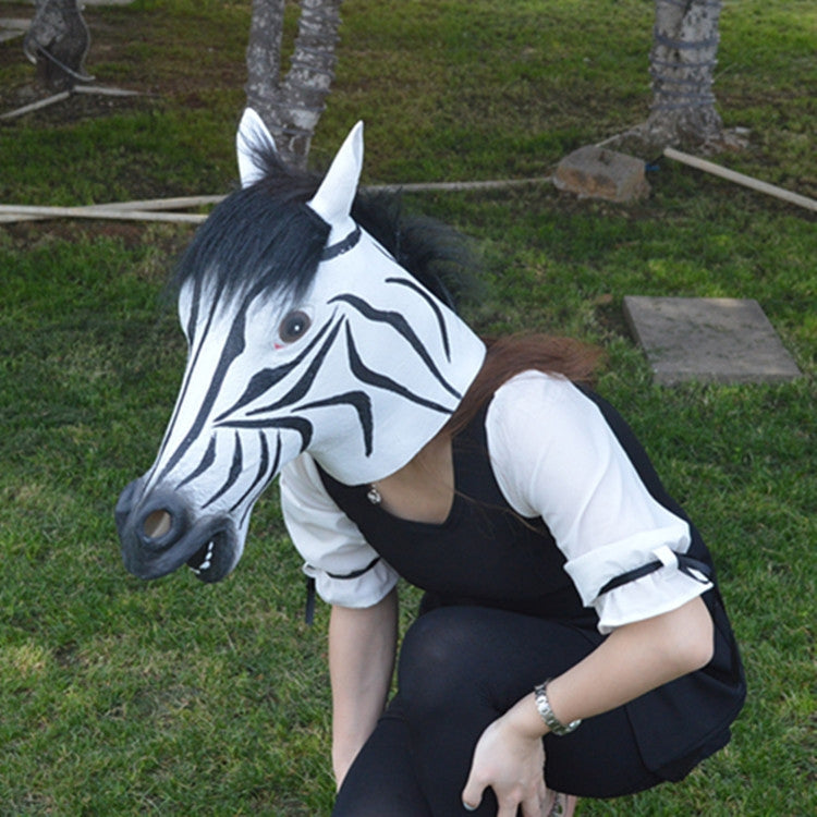 Popolare bella maschera di Halloween mascherata emulsione testa di cavallo maschera zebrata per uomini e donne, Zebra